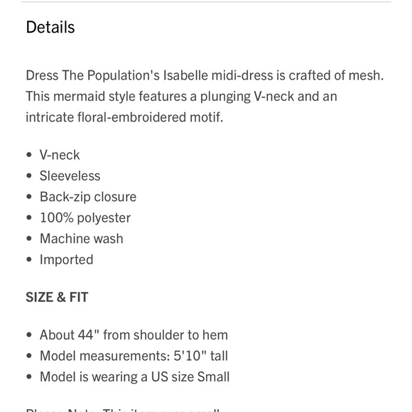 Dress the Population Isabelle Deep V-Neck Embroidered Midi Dress Size S - Picture 4 of 10